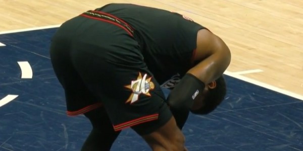 有点难受！伊桑·汤普森突破被切球 连续扫到乔治脸部两下